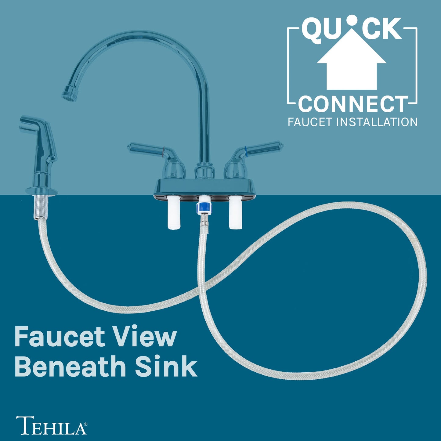 Tehila Chrome Finish Gooseneck Faucet with Side Sprayer