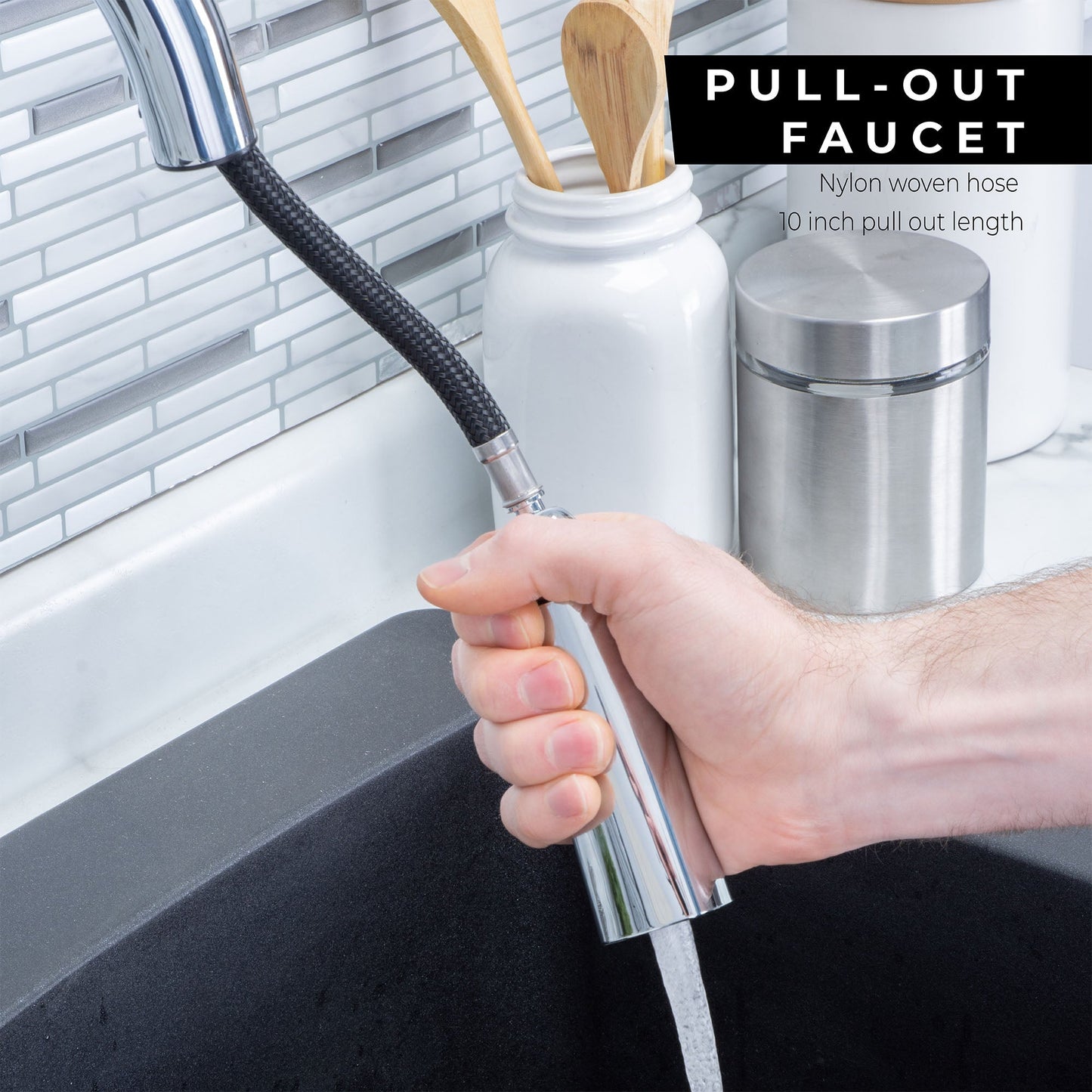 Tehila Chrome Finish High-Arc Pull-Down Faucet