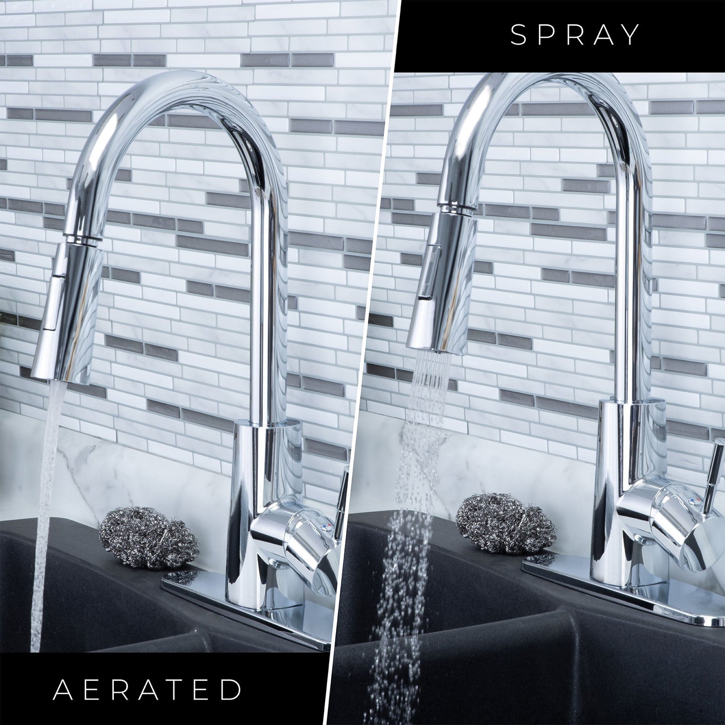 Tehila Chrome Finish High-Arc Pull-Down Faucet