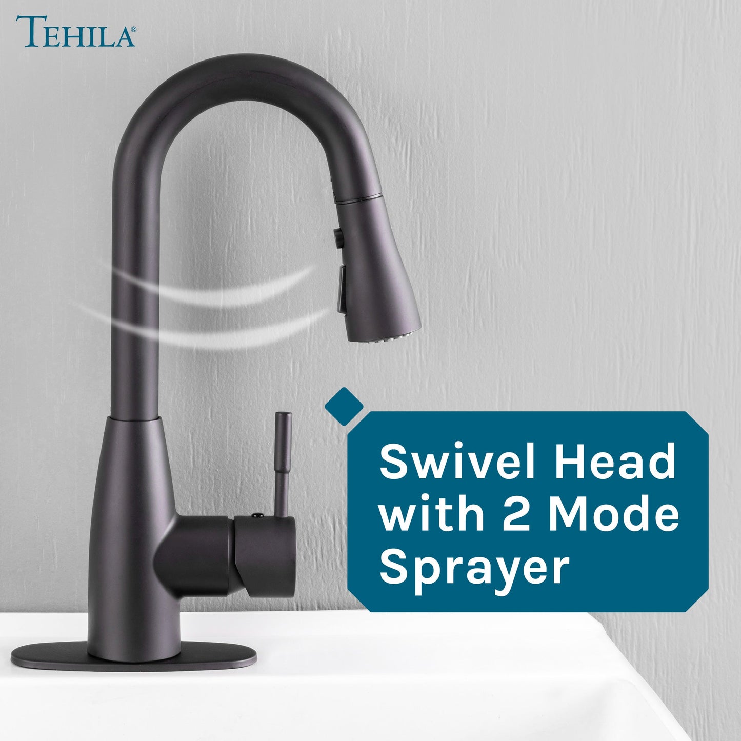 Tehila Black Finish Low Profile Pull-Down Faucet