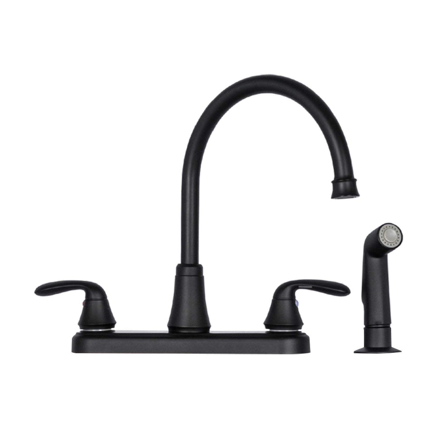 Tehila Black Finish Wide-set Gooseneck Faucet with Side Sprayer