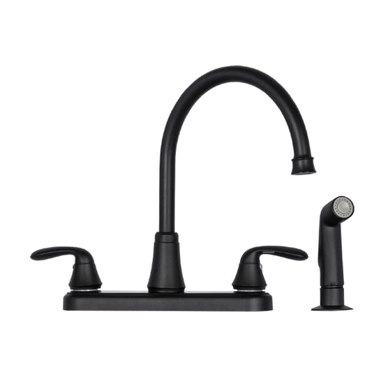Tehila Black Finish Wide-set Gooseneck Faucet with Side Sprayer