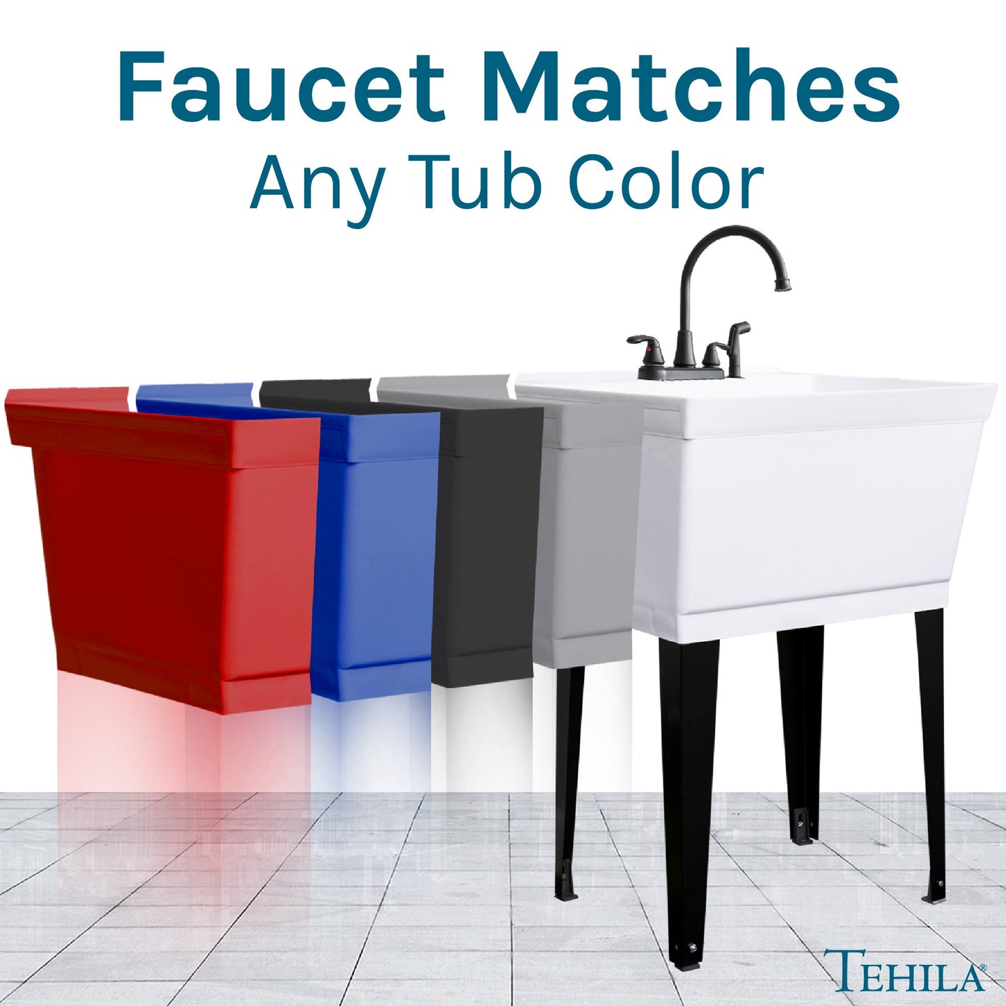 Tehila Black Finish Wide-set Gooseneck Faucet with Side Sprayer