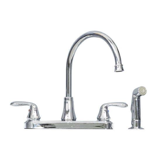 Tehila Chrome Finish Wide-set Gooseneck Faucet with Side Sprayer