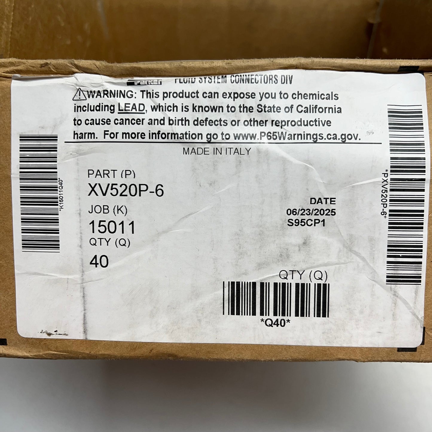 PARKER Fluid System Connectors Brass Ball Valve Economy 600 PSI V520P-6