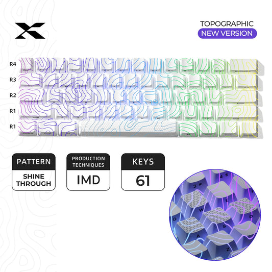 XVX Topographic New Version Pattern Shine-Through OEM Profile IMD-Tech Keycap Set