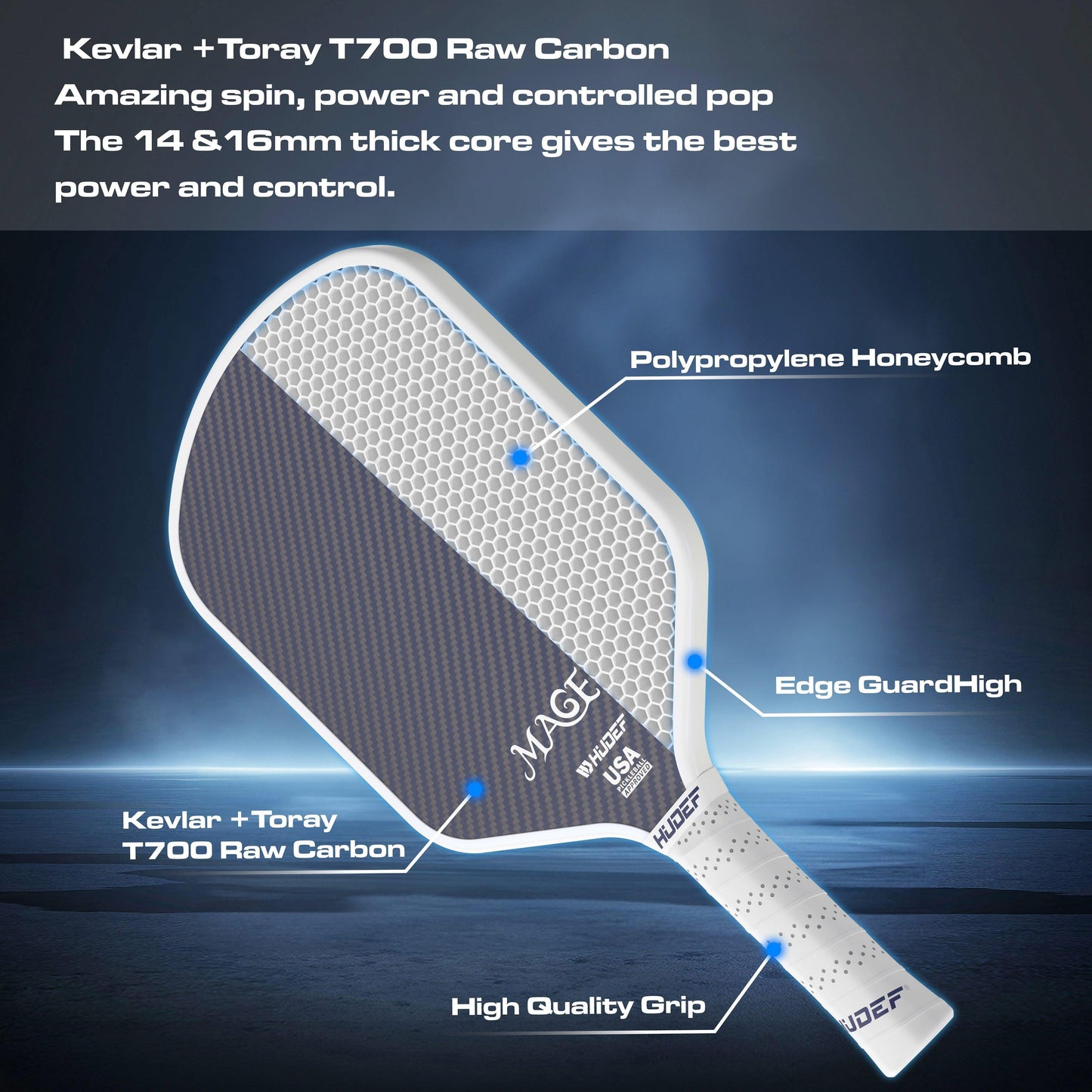 HUDEF Mage Pro™ Gen2 (Hybrid Paddle) Pickleball Paddle