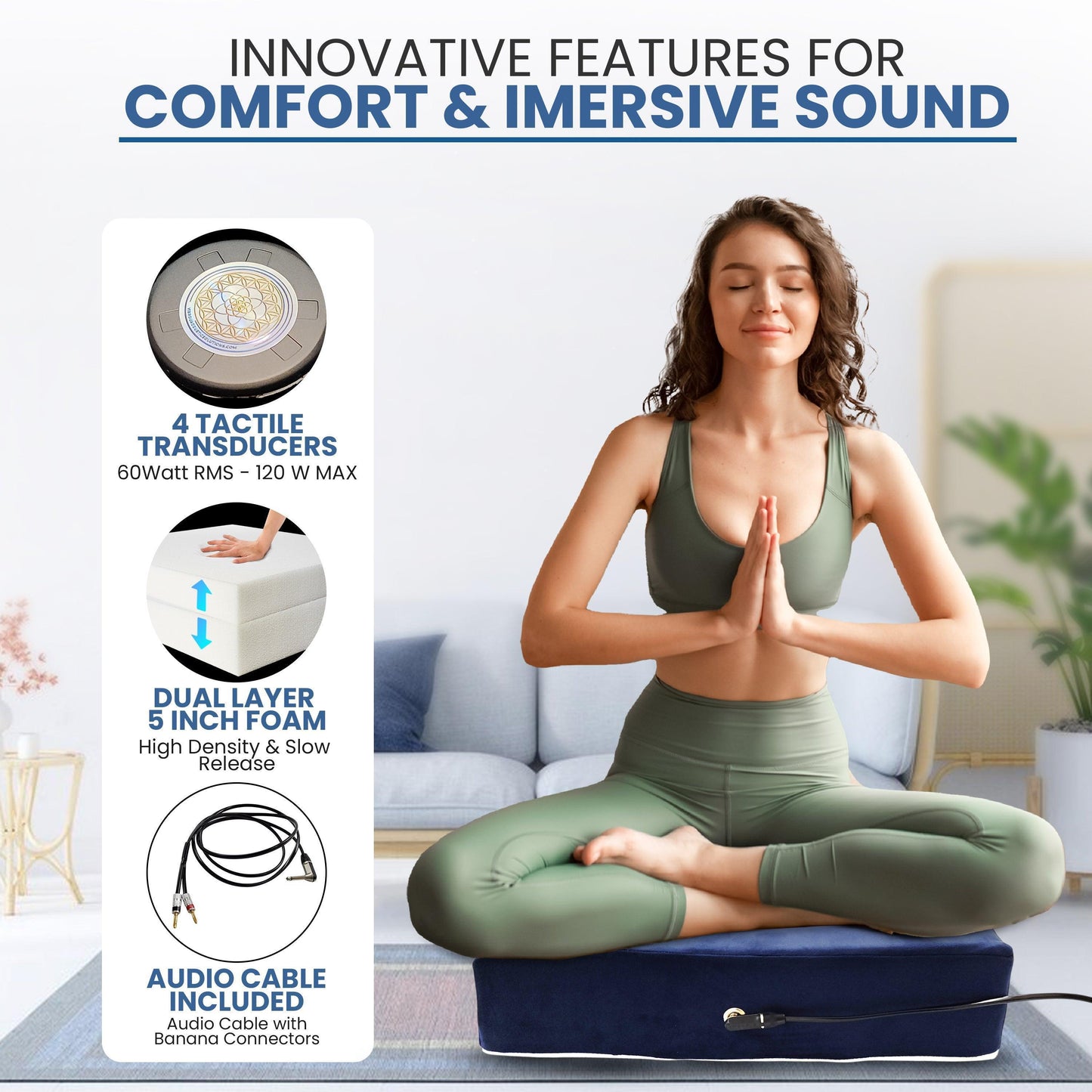 Vibroacoustic Therapy Meditation Cushion bundle with custom amplifier