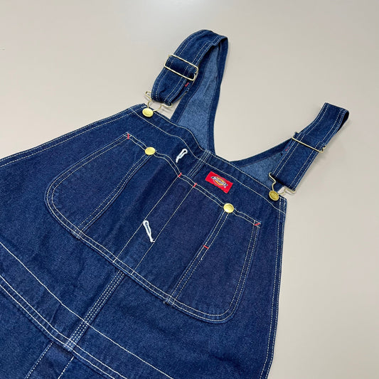 DICKIES Classic High Back Wide Leg Bib Overall Men's 40X30 Rinsed Indigo Blue