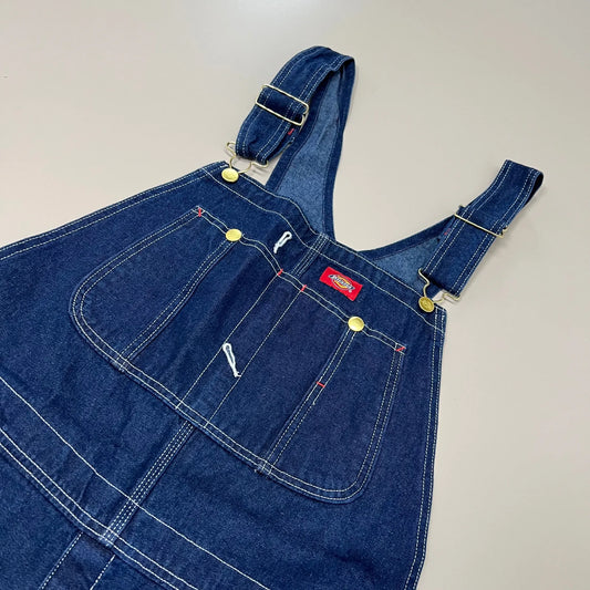 DICKIES Classic High Back Wide Leg Bib Overall Men's 40X30 Rinsed Indigo Blue