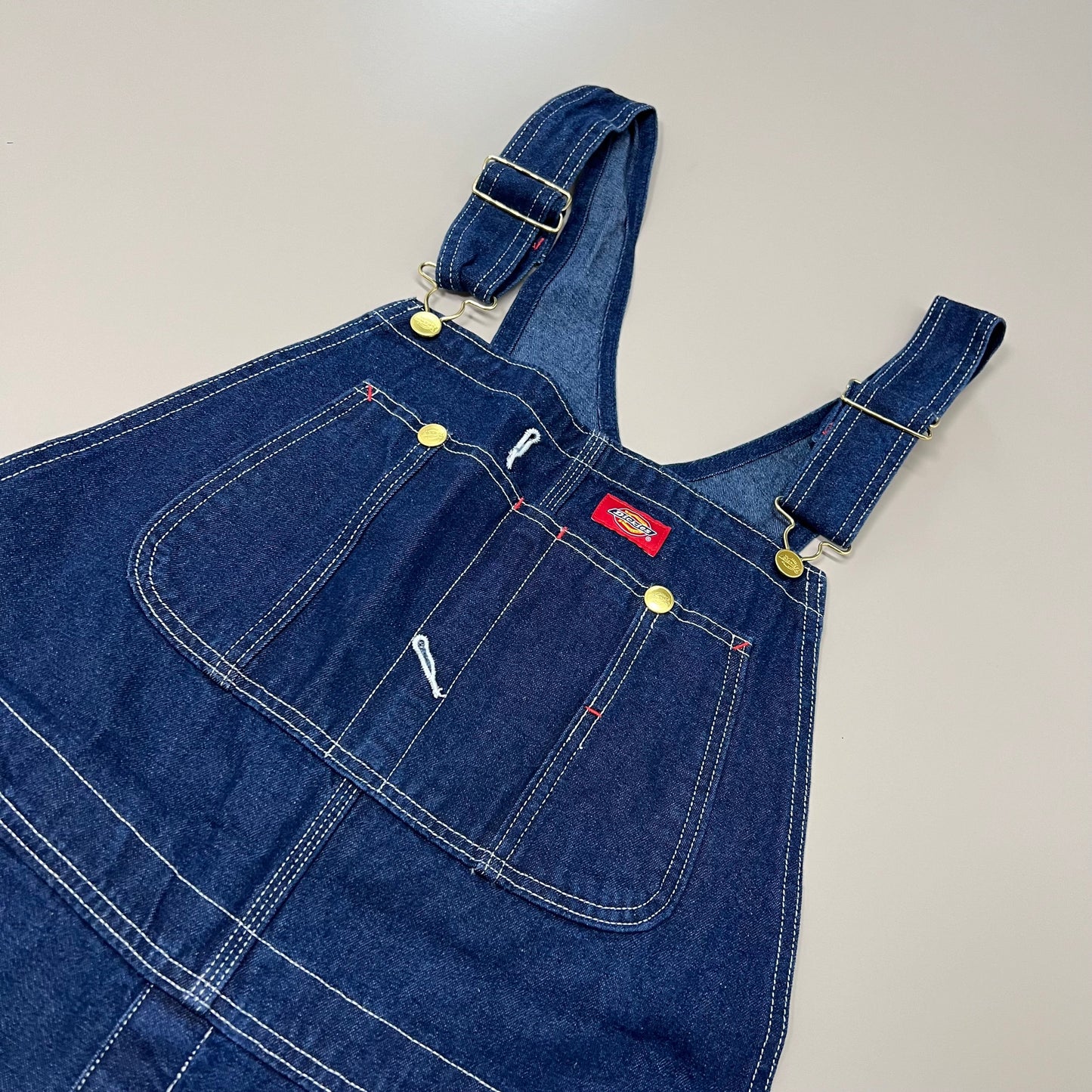 DICKIES Classic High Back Wide Leg Bib Overall Men's 32X30 Rinsed Indigo Blue