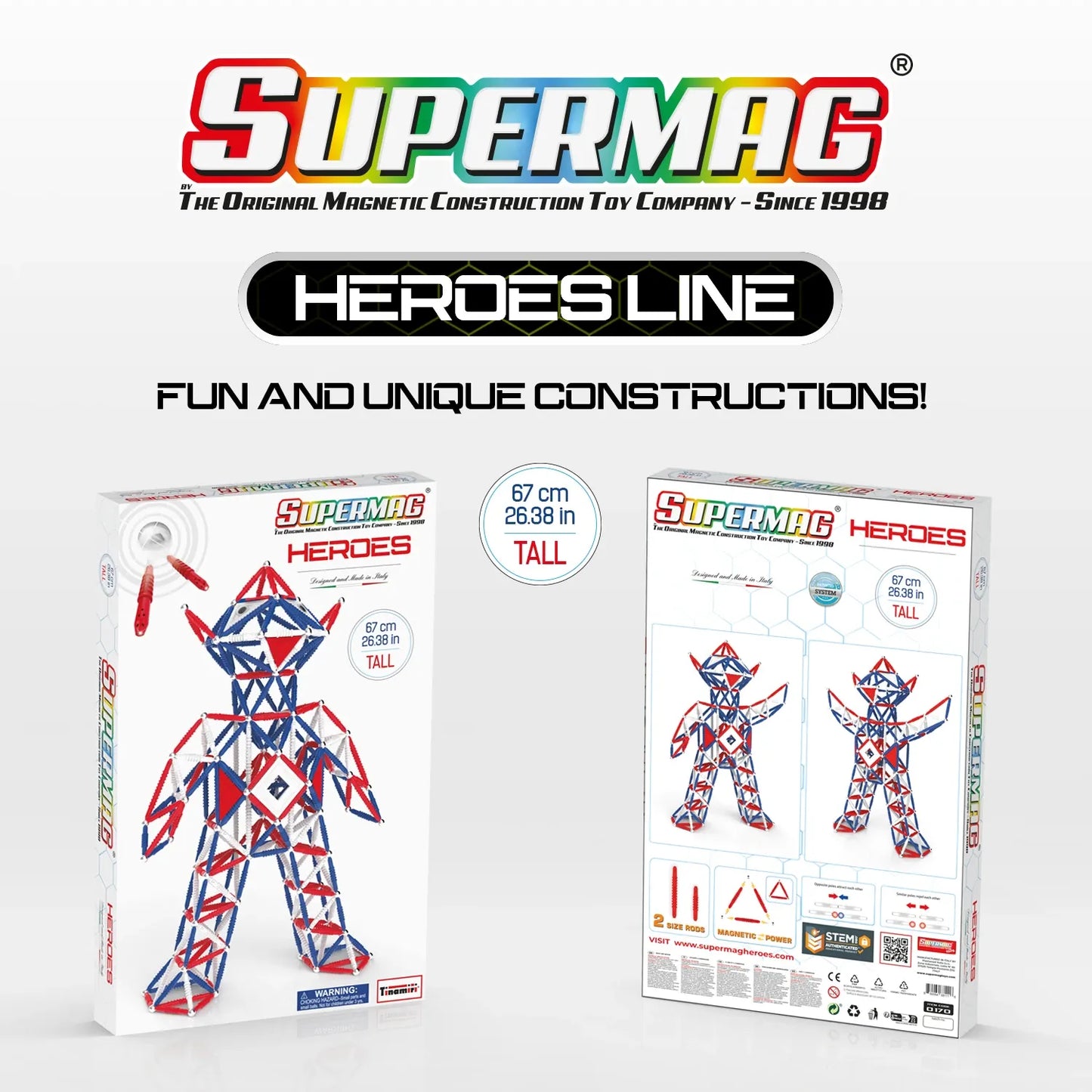 Tinamiri Supermag - Heroes Baby 460 - Magnetic Building Set, Educational construction fun, 460 piece set, Magnet Toys, 0170