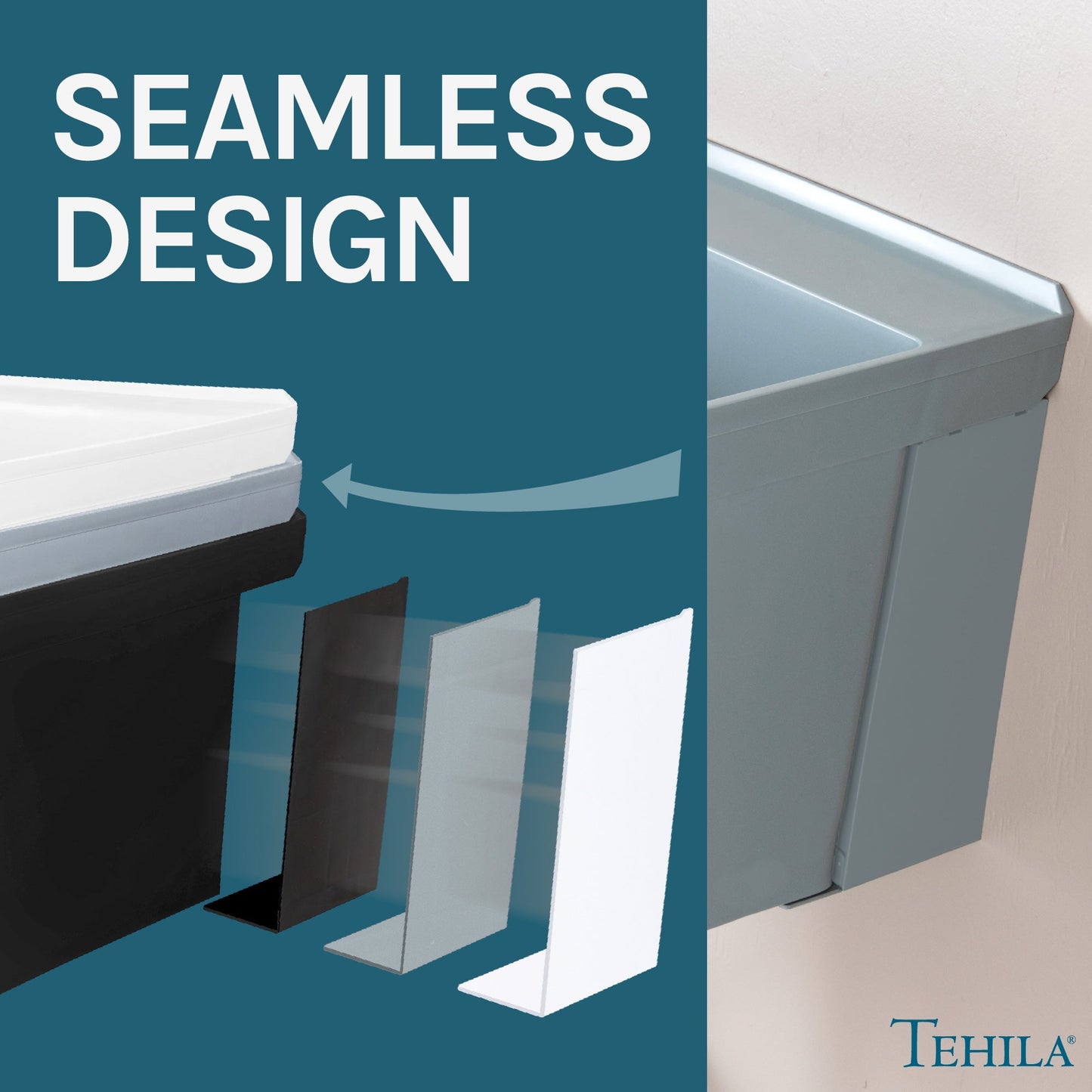 Tehila Standard Wall-Mounted Grey Utility Sink, No Supply Lines