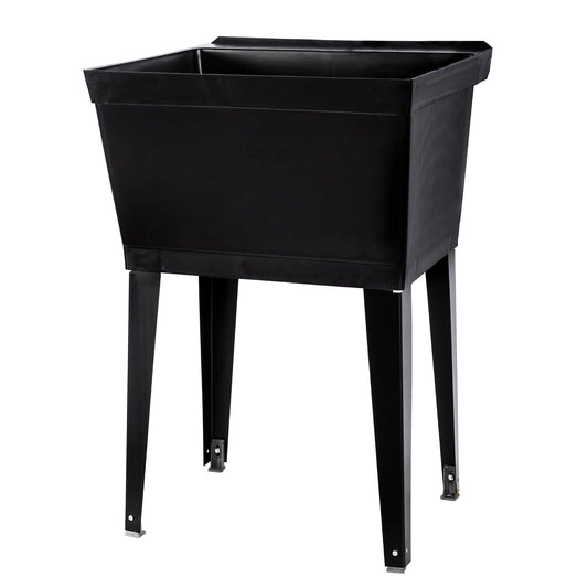 Tehila Standard Freestanding Black Utility Sink with Black Legs, Water Supply Lines Included