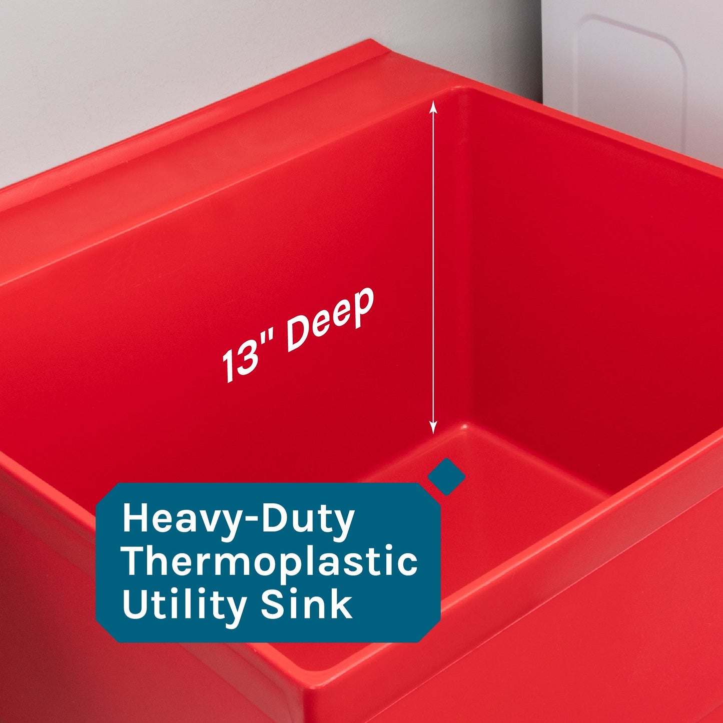 Tehila Standard Freestanding Red Utility Sink with Black Legs, Water Supply Lines Included