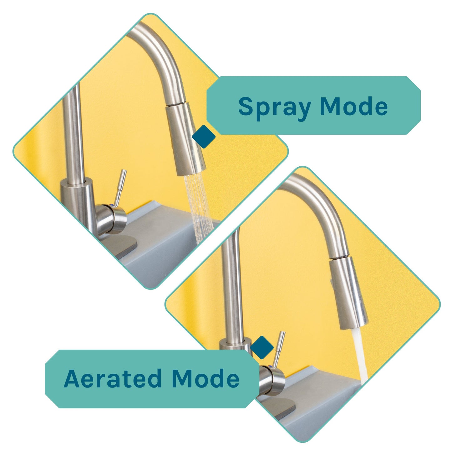 Tehila Standard Freestanding Grey Utility Sink with Stainless Steel Finish High-ArcPull-Down Faucet