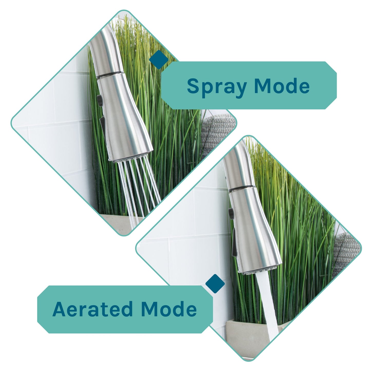 Tehila White Vanity Cabinet and White Utility Sink with Stainless Steel Finish Low-Profile Pull-Down Faucet