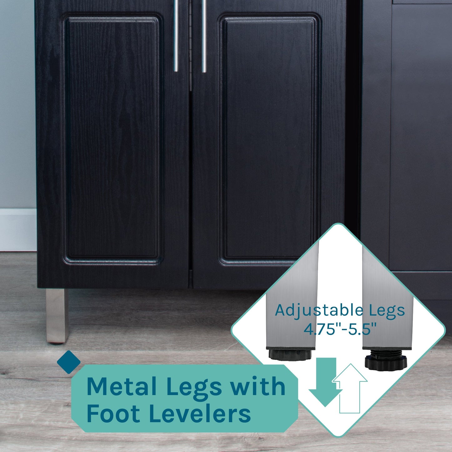 Tehila Black Vanity Cabinet and White Utility Sink with Black Finish High-Arc Pull-Down Faucet