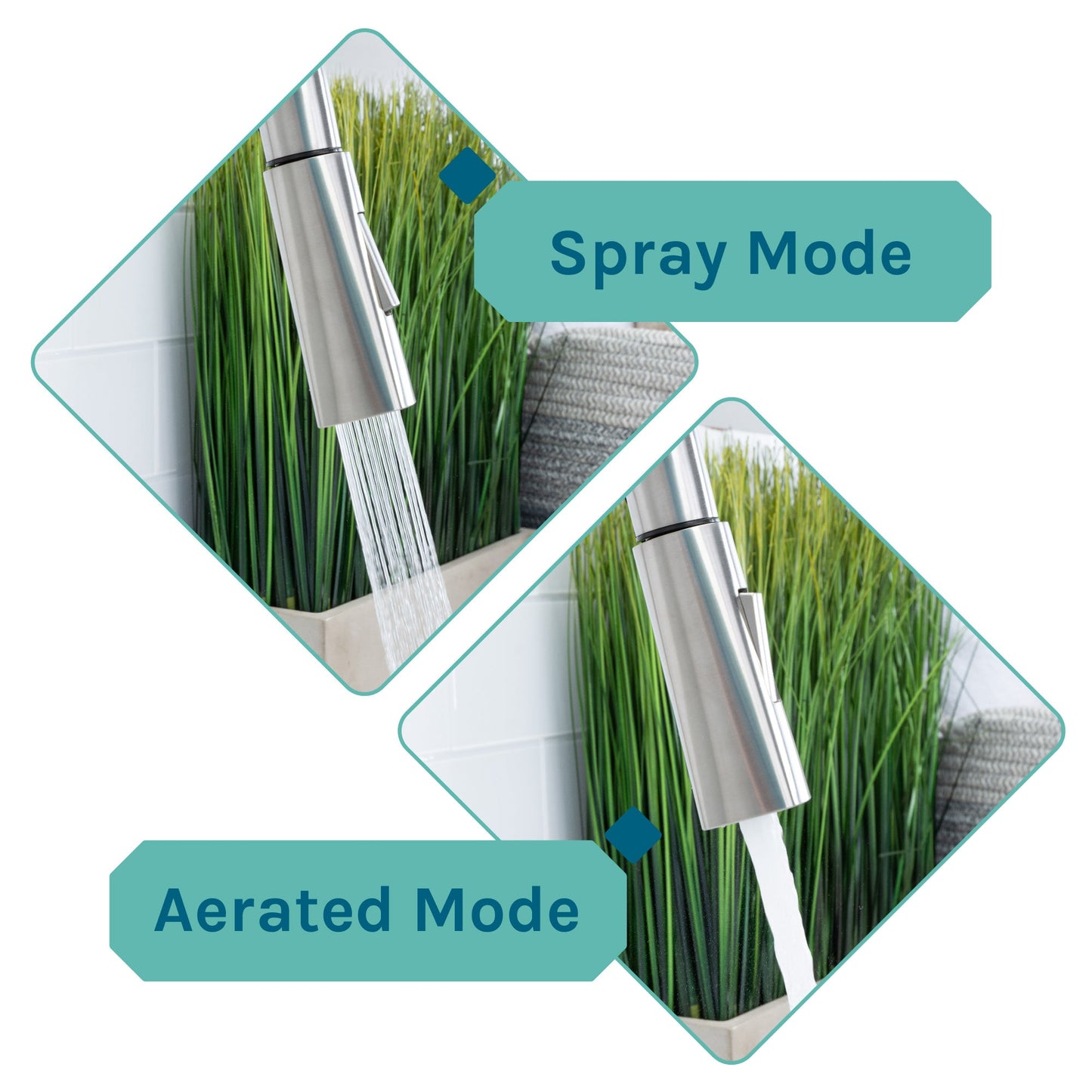 Tehila White Vanity Cabinet and White Utility Sink with Stainless Steel Finish High-Arc Pull-Down Faucet