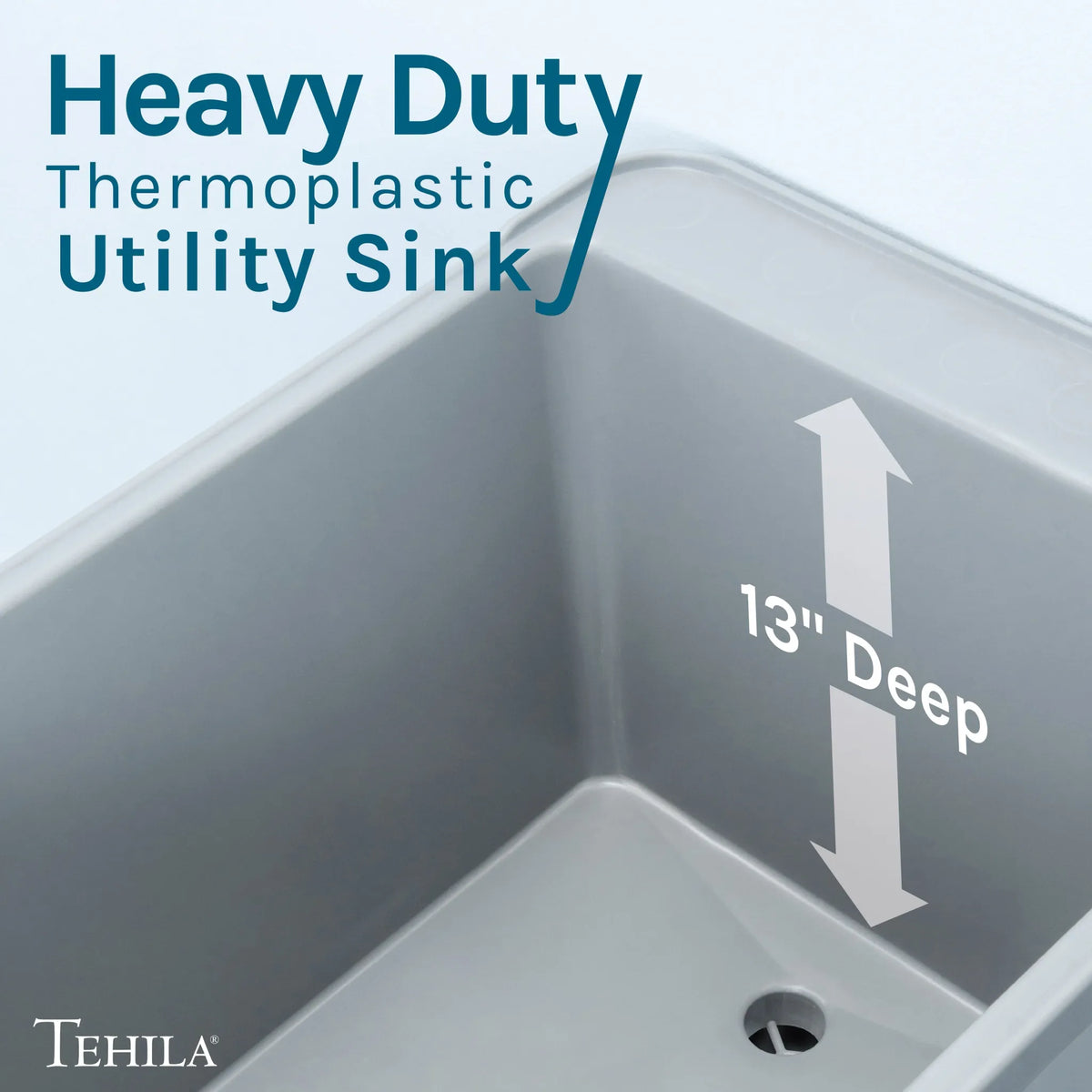 Tehila Space Saver Freestanding Grey Utility Sink with Chrome Finish Pull-Out Faucet - Hardware + Construction » Plumbing, Hardware + Construction » Plumbing » Utility Sinks, All Products, Products from Utility-Sink.com, 🛠️ Tools + Hardware - Little Red General Store