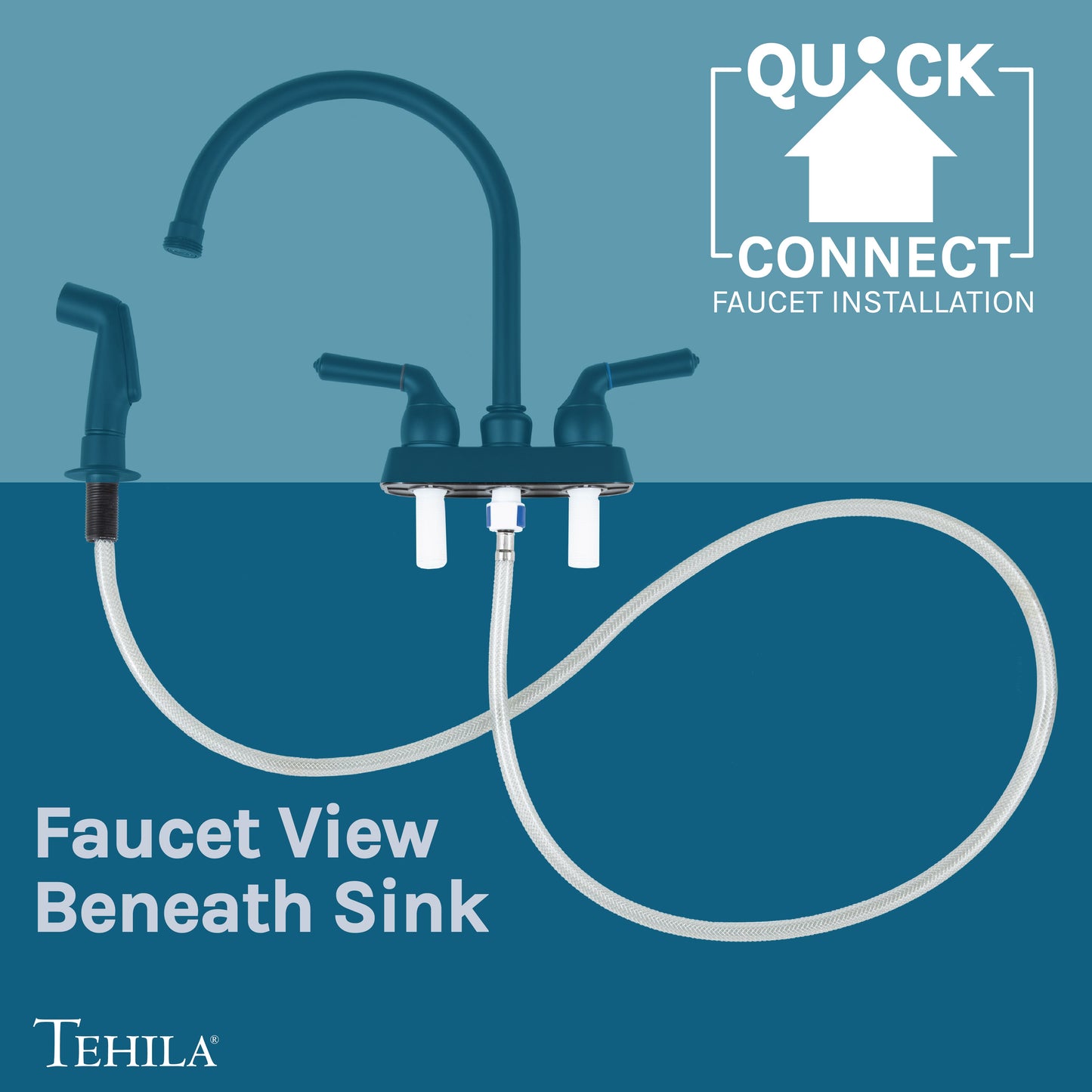 Tehila Space Saver Freestanding Grey Utility Sink with Black Finish Gooseneck Faucet and Side Sprayer