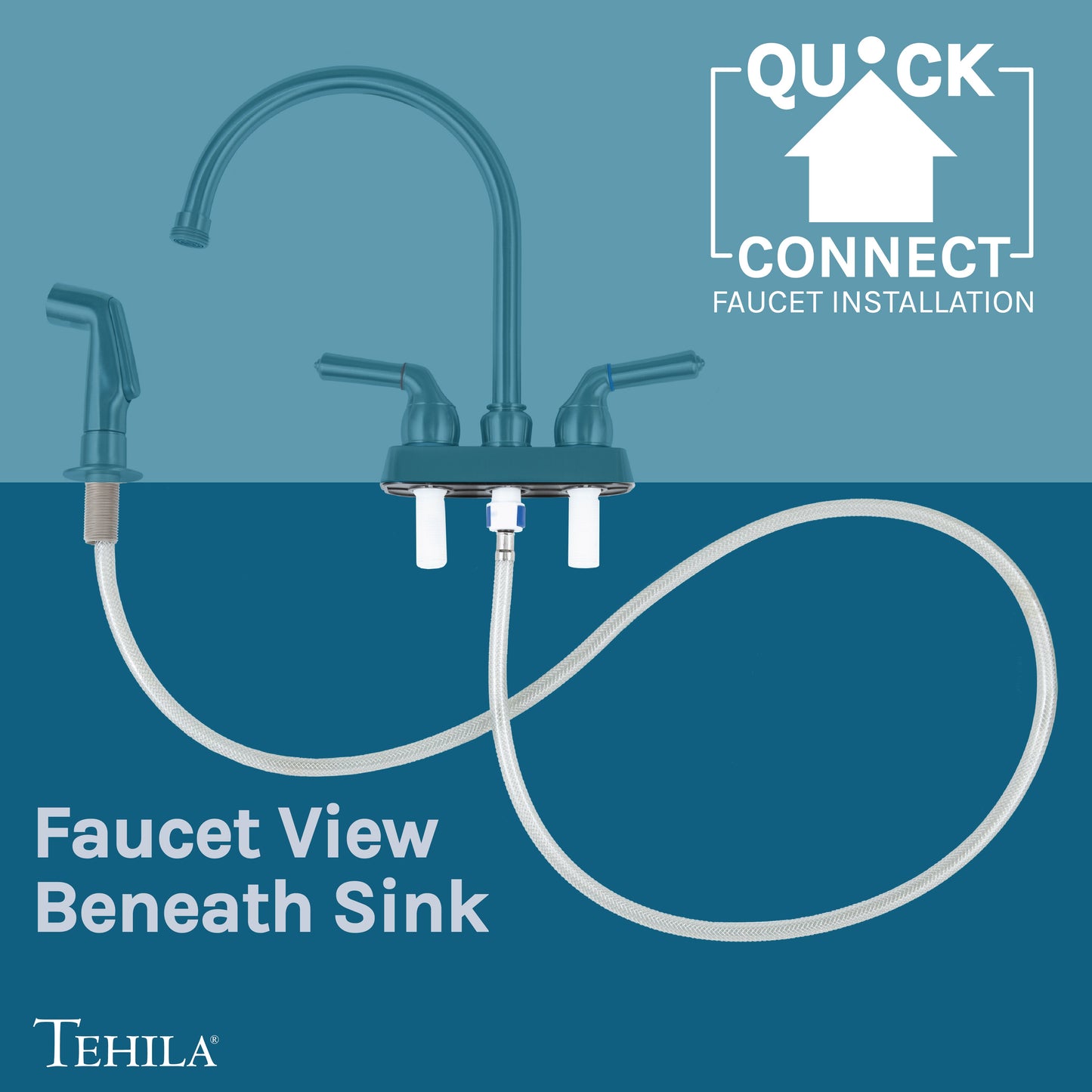 Tehila Space Saver Freestanding Grey Utility Sink with Stainless Steel Finish Gooseneck Faucet and Side Sprayer