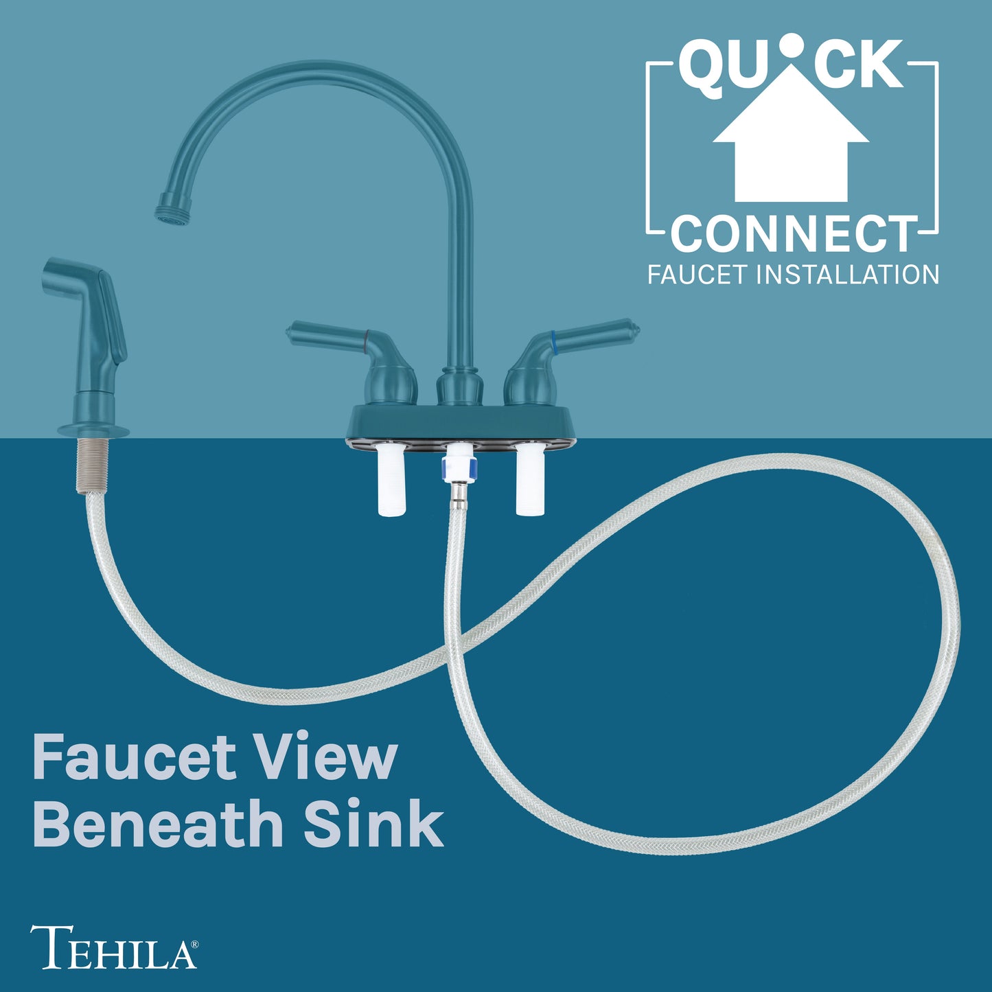Tehila Space Saver Freestanding White Utility Sink with Stainless Steel Finish Gooseneck Faucet and Side Sprayer