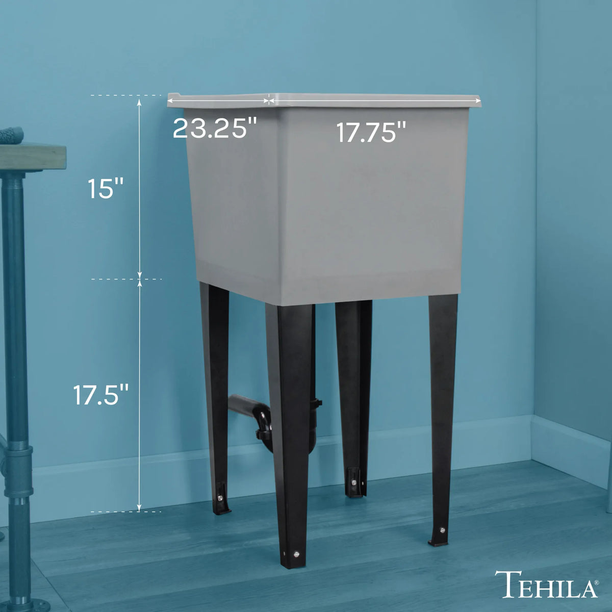 Tehila Space Saver Freestanding Grey Utility Sink - Hardware + Construction » Plumbing, Hardware + Construction » Plumbing » Utility Sinks, All Products, Products from Utility-Sink.com, 🛠️ Tools + Hardware - Little Red General Store
