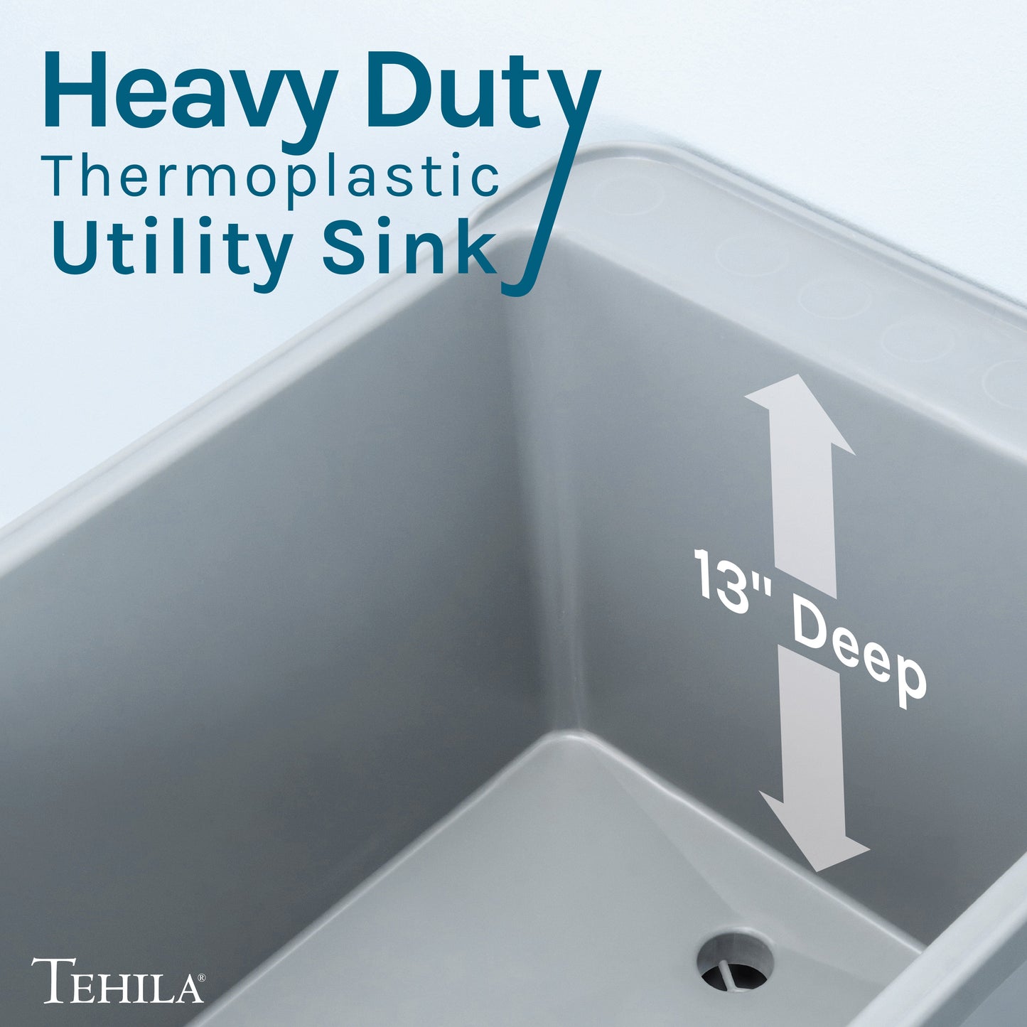 Tehila Space Saver Freestanding Grey Utility Sink