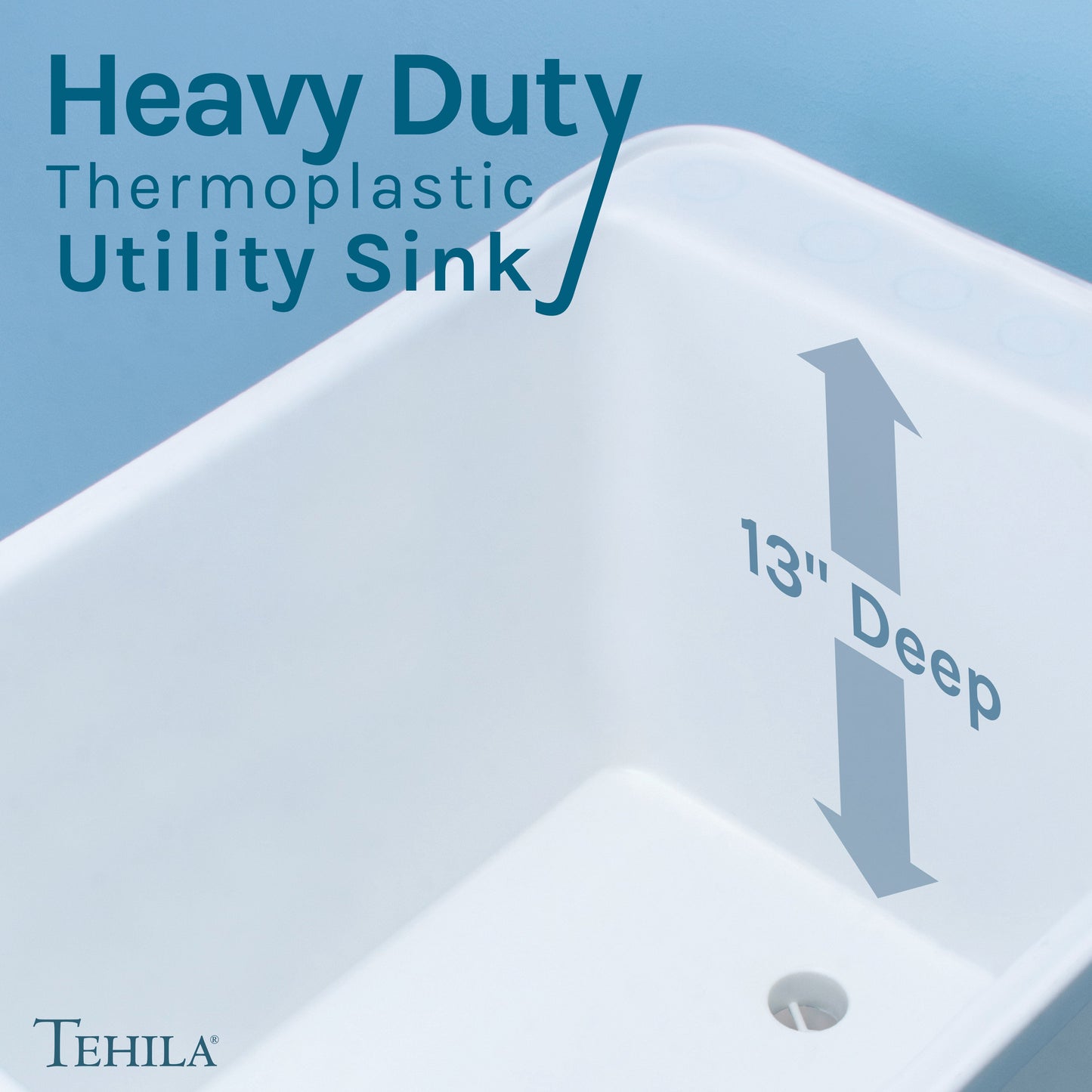 Tehila Space Saver Freestanding White Utility Sink