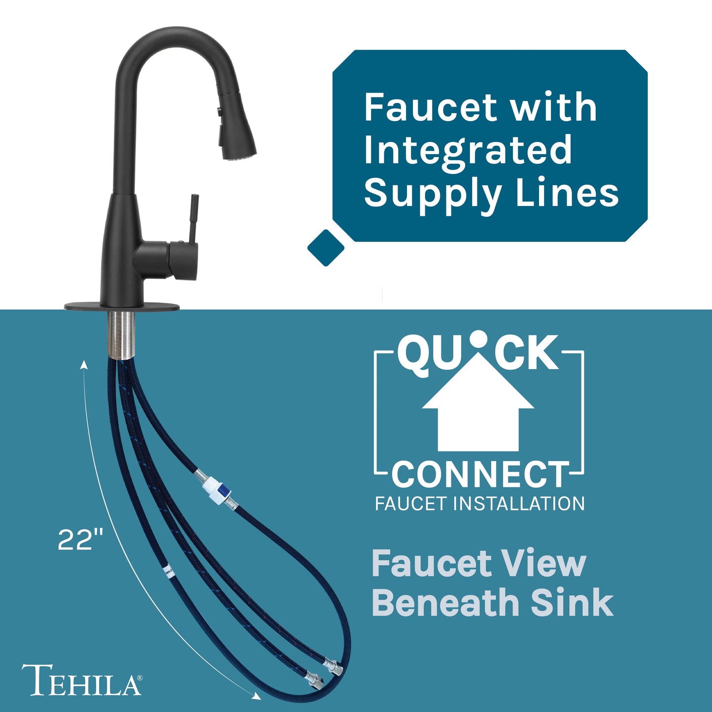 Tehila Space Saver Freestanding Grey Utility Sink with Black Finish Low-Profile Pull-Down Faucet