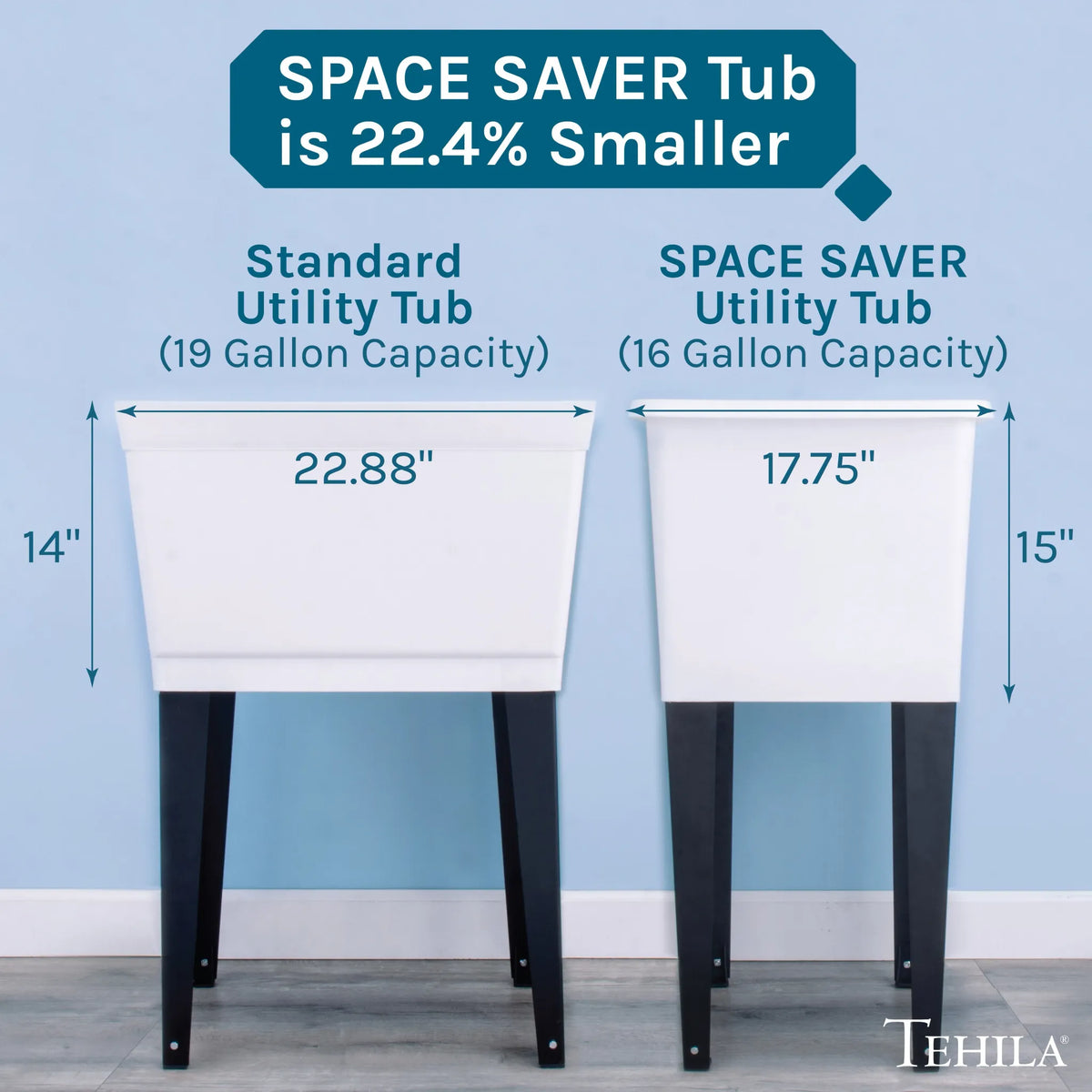 Tehila Space Saver Freestanding White Utility Sink with Chrome Finish Low-Profile Pull-Down Faucet - Hardware + Construction » Plumbing, Hardware + Construction » Plumbing » Utility Sinks, All Products, Products from Utility-Sink.com, 🛠️ Tools + Hardware - Little Red General Store