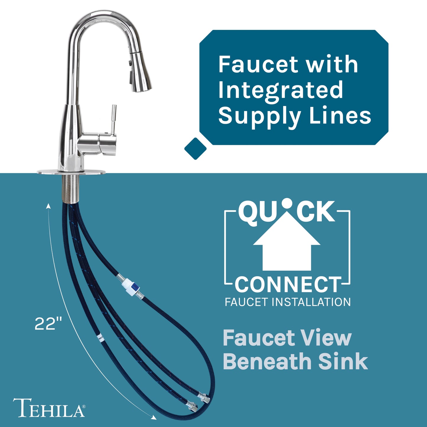 Tehila Space Saver Freestanding White Utility Sink with Chrome Finish Low-Profile Pull-Down Faucet