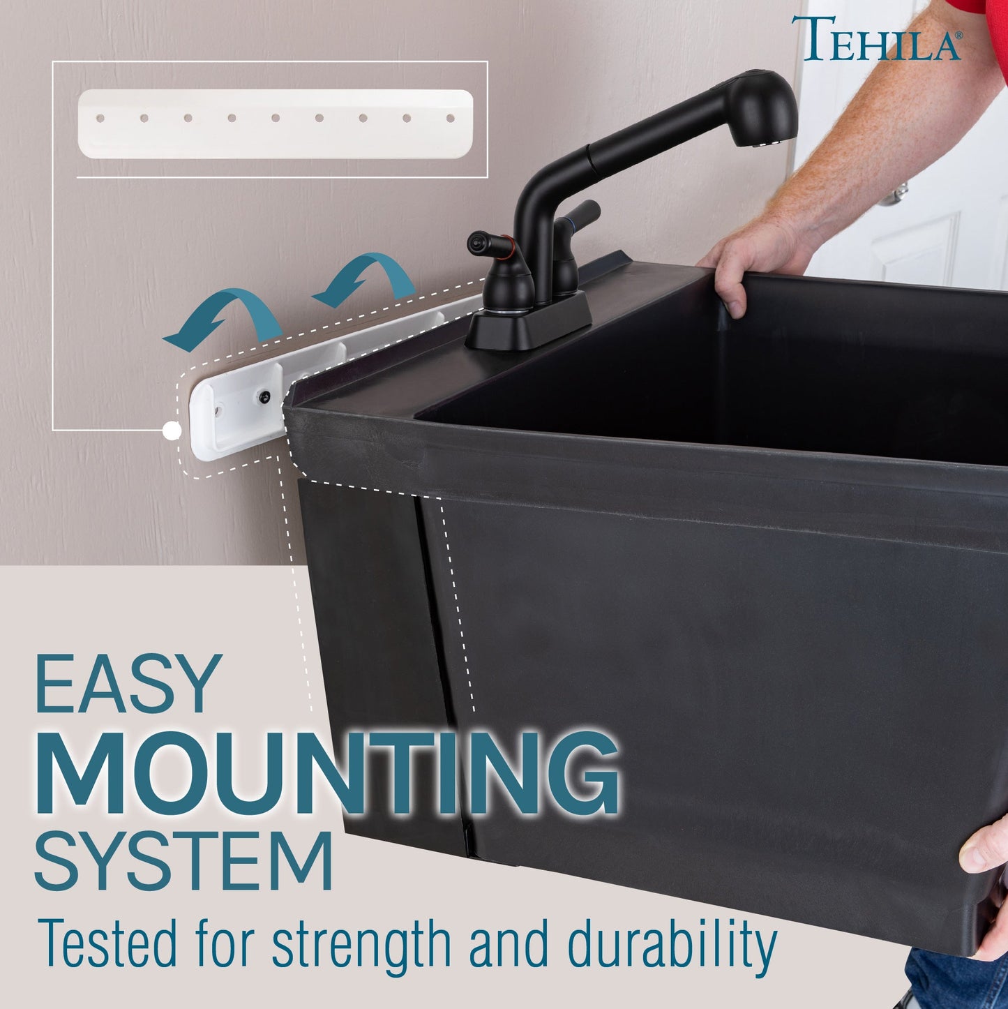 Tehila Black Wall Mounting Kit for Tehila Standard Sinks