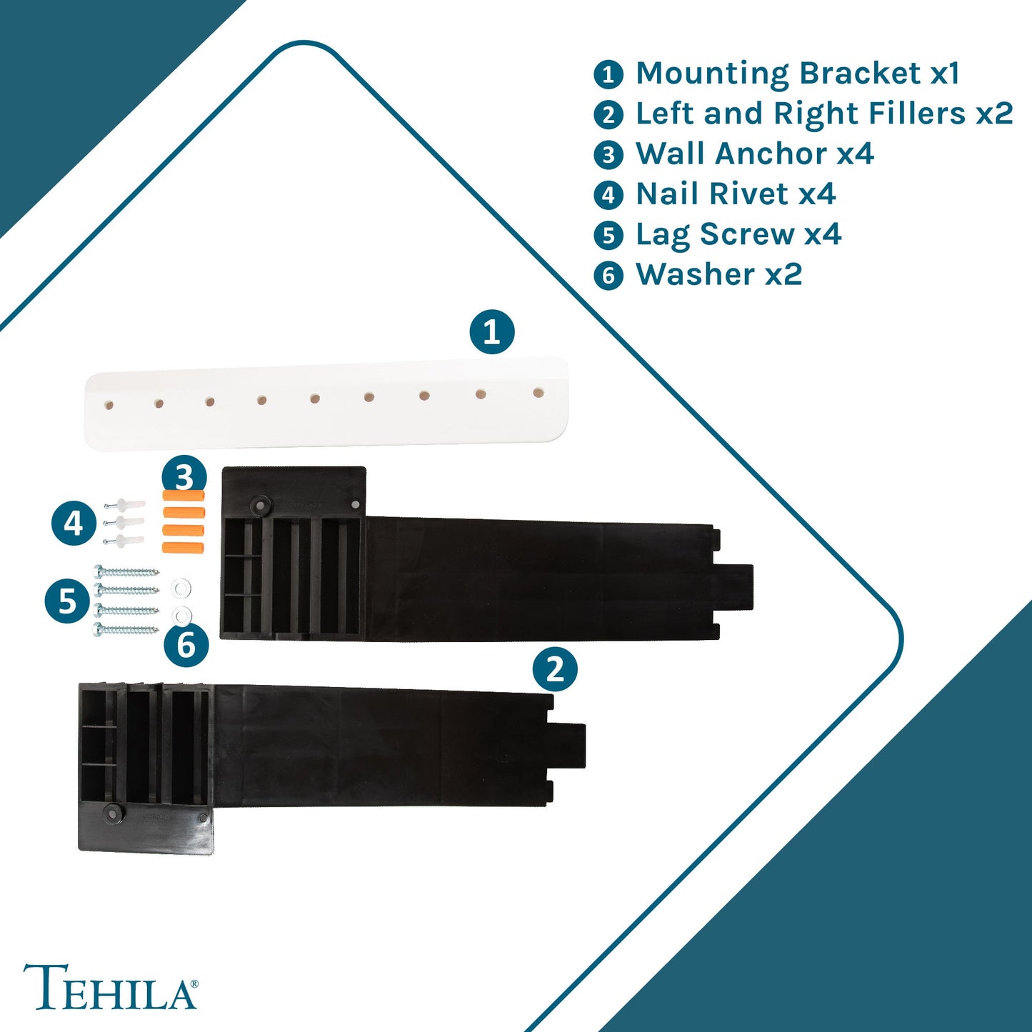Tehila Black Wall Mounting Kit for Tehila Standard Sinks