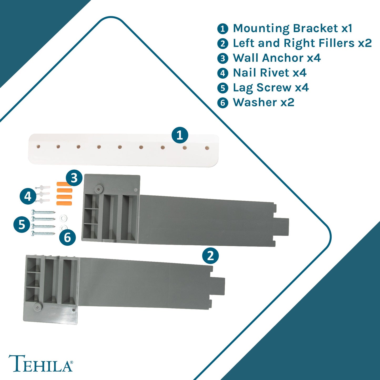 Tehila Grey Wall Mounting Kit for Tehila Standard Sinks