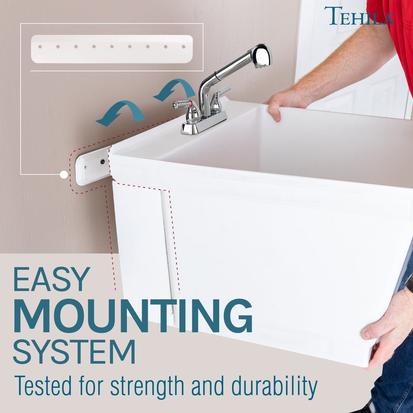 Tehila White Wall Mounting Kit for Tehila Standard Sinks