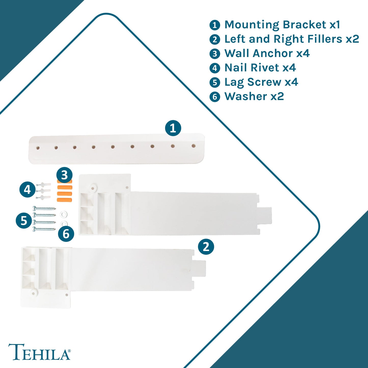 Tehila White Wall Mounting Kit for Tehila Standard Sinks