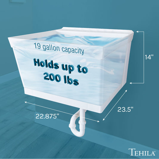 Tehila Standard Wall-Mounted White Utility Sink, Water Supply Lines Included