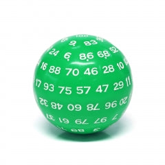 "Green" Single 100 Sided Polyhedral Dice (D100) | Solid Green Color (45mm) White