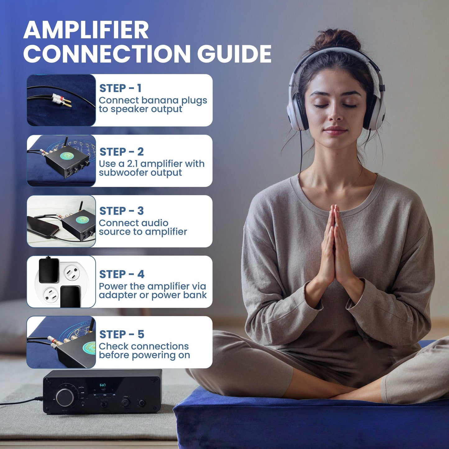Vibroacoustic Therapy Zafu Meditation Cushion bundle with custom amplifier