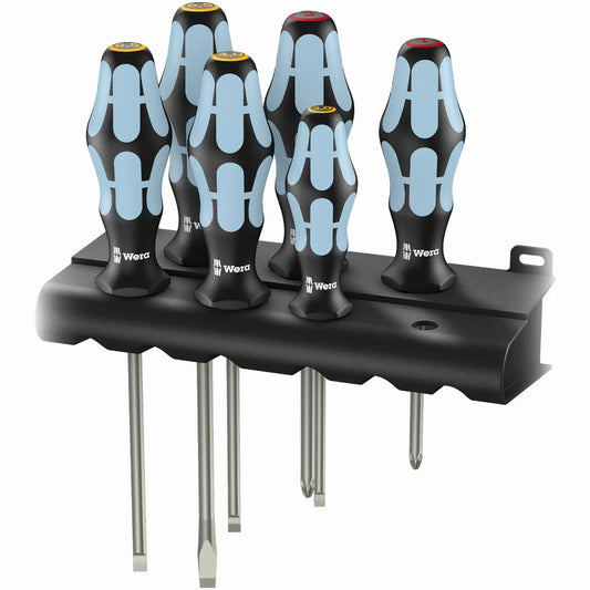 Wera 3334/6 Stainless Steel Slotted/Phillips Screwdriver Set + Rack 05032060001