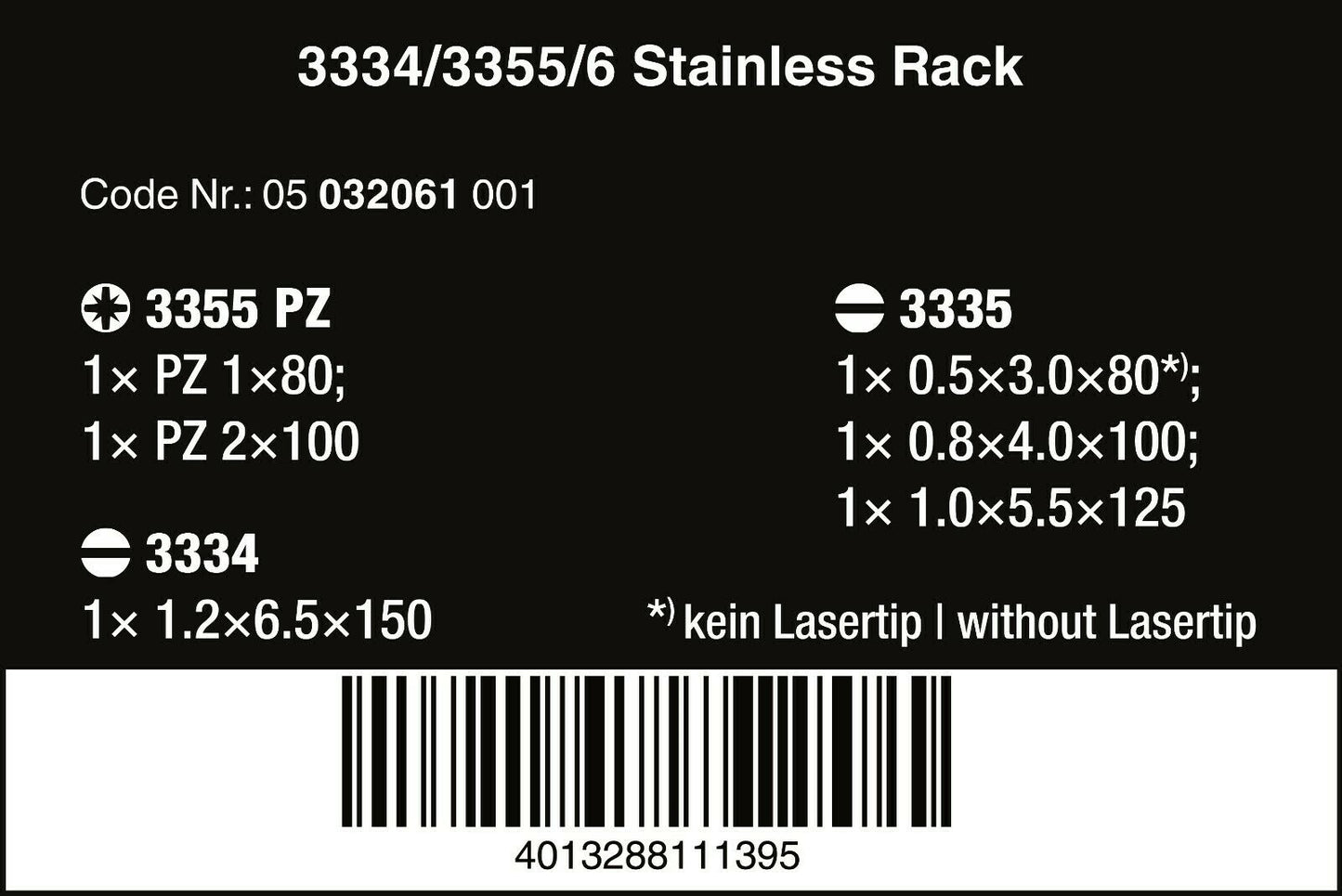 Wera 3334/3355/6 Stainless Steel Screwdriver Set 6 Piece 05032061001