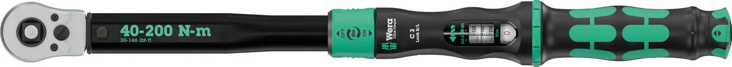 Wera Click-Torque Lock C 3 R/L Torque Wrench 40 - 200 Nm 1/2" Drive 05075695001