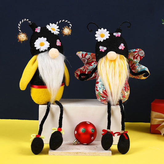 Bee-Themed Faceless Doll – Decorative Plush Toy with Long Legs