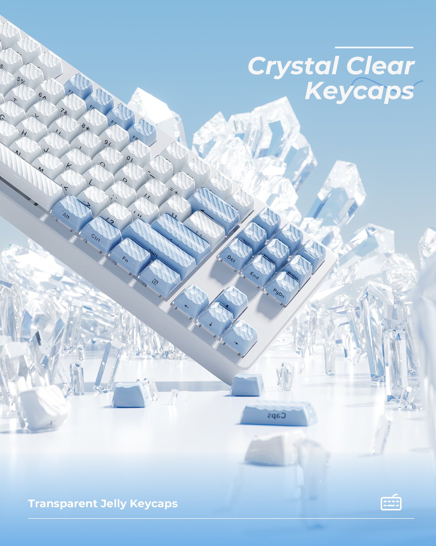 XVX Magic Wave Series OEM Profile Side-Print Ice-Cube Keycap Set (136-Key)