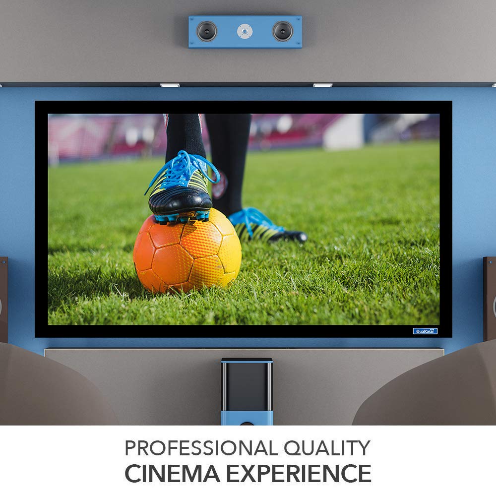 QualGear 100-In 16:9 Fixed Frame Projector Screen, 4K HD Ultra White, 1.2 Gain, QG-PS-FF6-169-100-W