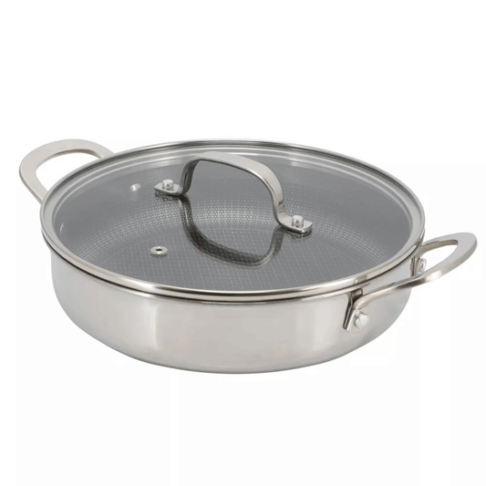 Better Chef 10-Inch 3-Ply Stainless Steel Nonstick Deep Fry Pan with Lid