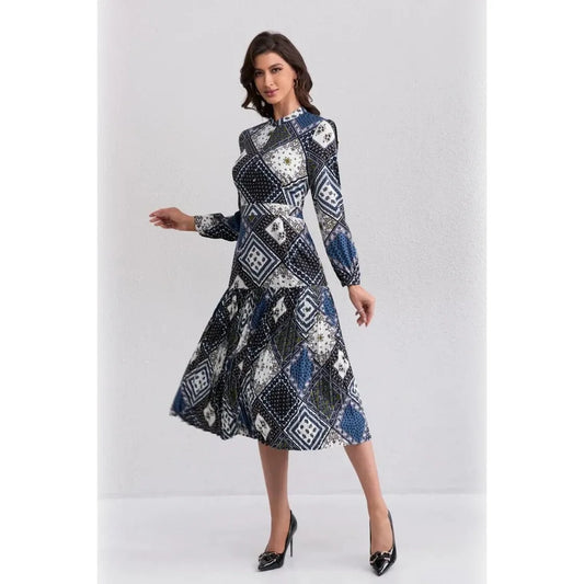 Diamond Print Midi Dress