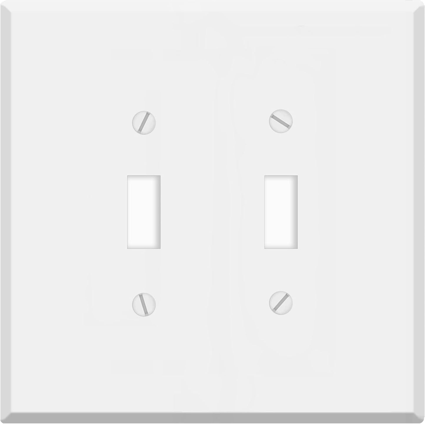2 Gang Jumbo Oversized Toggle Switch Wall Plate Cover - White Metal - Made in USA